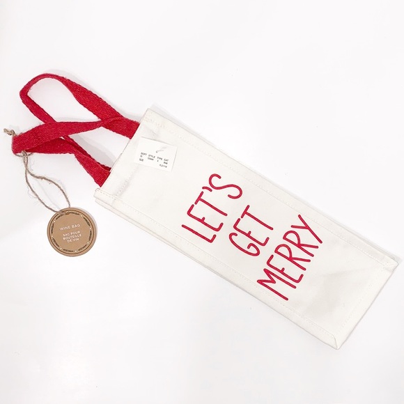 3/$12 Wine Canvas Bag ‘LET’S GET MERRY’ NWT - Picture 5 of 6